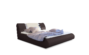 Bračni krevet 180 cm Fabio (tamno smeđa + krem) (s podnicom i prostorom za odlaganje)
