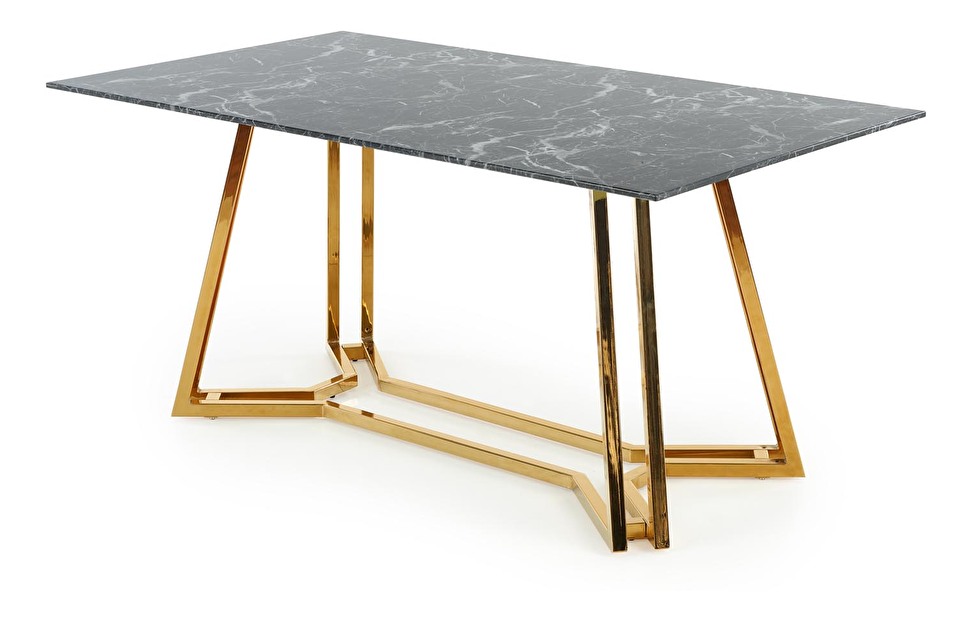 Blagovaonski stol Kamoni (crni mramor + zlatna) (za 6 osoba)