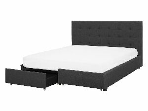 Bračni krevet 140 cm ROLLA (s podnicom i prostorom za odlaganje) (tamno siva)