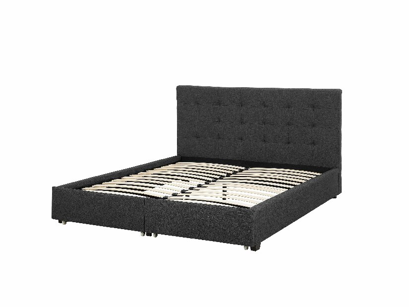 Bračni krevet 180 cm ROLLA (s podnicom i prostorom za odlaganje) (tamno siva)