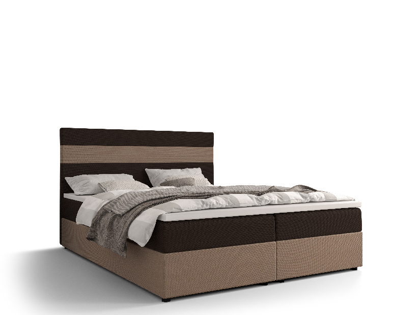 Bračni krevet Boxspring 140 cm Locos (tamnosmeđa + svijetlosmeđa) (s madracem i prostorom za odlaganje)