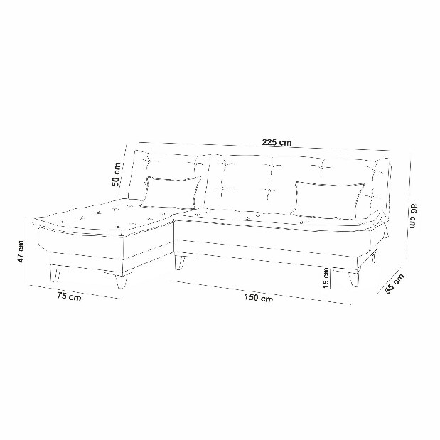 Kutna sofa na razvlačenje Syrma (antracit) (L)