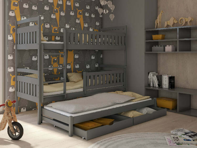 Dječji krevet 80 x 180 cm BLAIR (s podnicom i prostorom za odlaganje) (grafit)