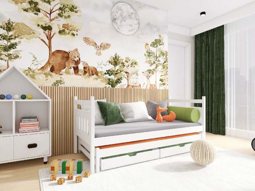 Dječji krevet 80 x 180 cm DANNY (s podnicom i prostorom za odlaganje) (bijela)