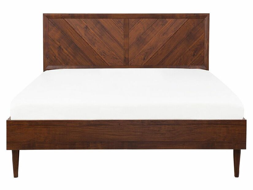 Bračni krevet 160 cm MILLET (s podnicom i LED rasvjetom) (tamno drvo)
