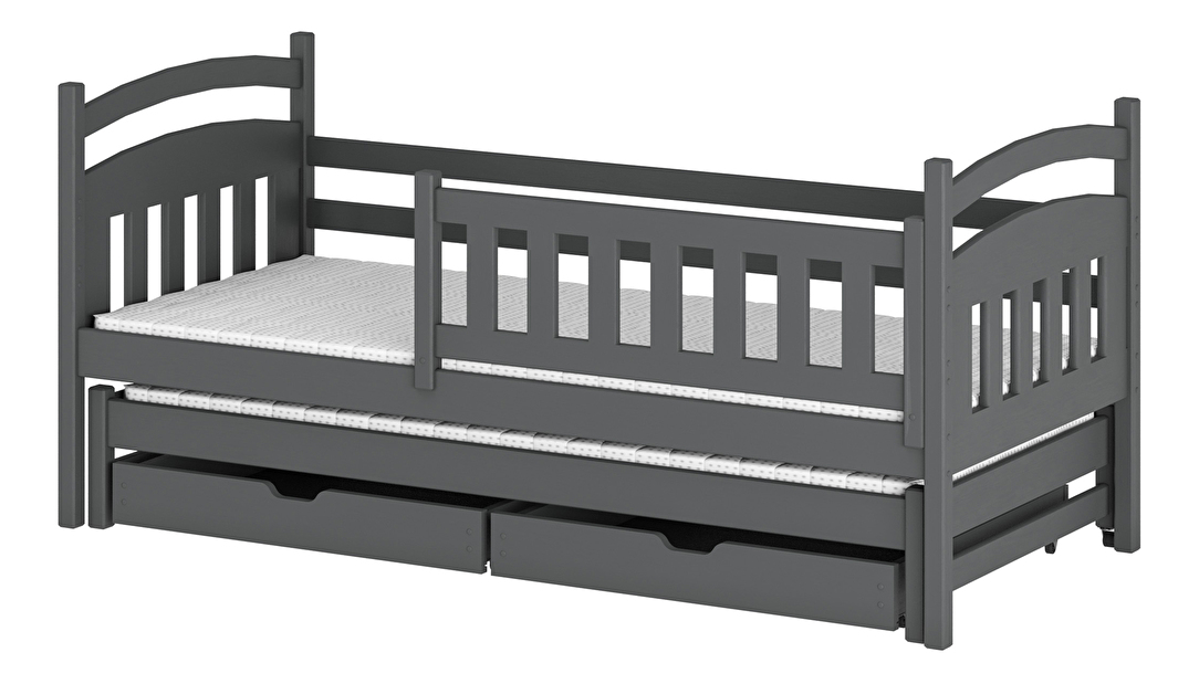 Dječji krevet 90 x 190 cm GLYNDA (s podnicom i prostorom za odlaganje) (grafit)