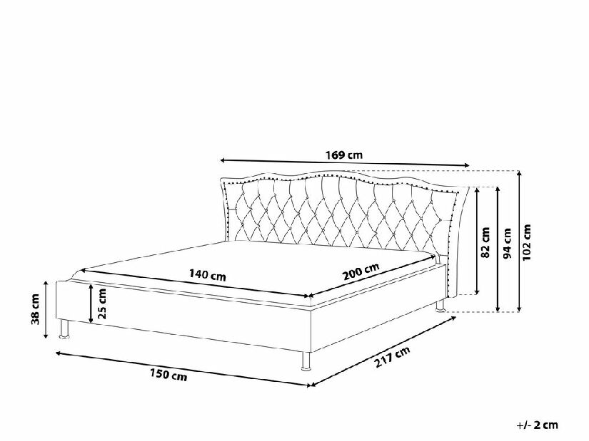 Bračni krevet 140 cm MATH (s podnicom) (siva)