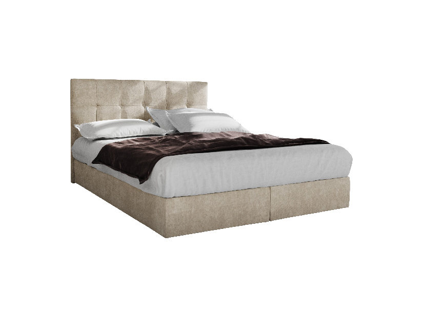 Bračni krevet Boxspring 180 cm Porto (bež) (s madracem i prostorom za odlaganje)
