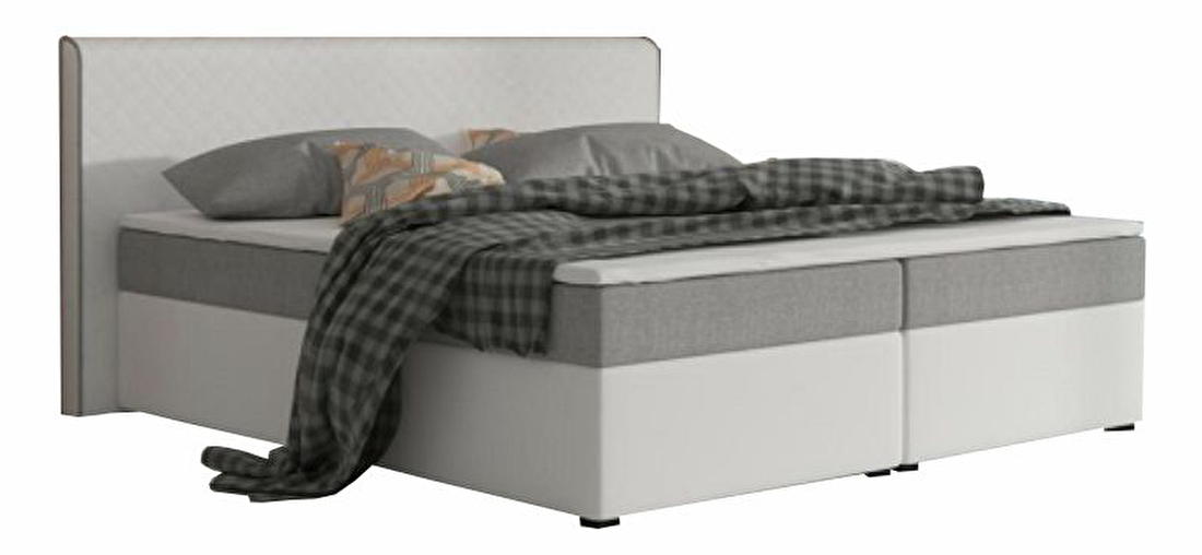 Bračni krevet Boxspring 160 cm Namakyra Megakomfort (bijela + siva) (s madracom i rešetkom) 