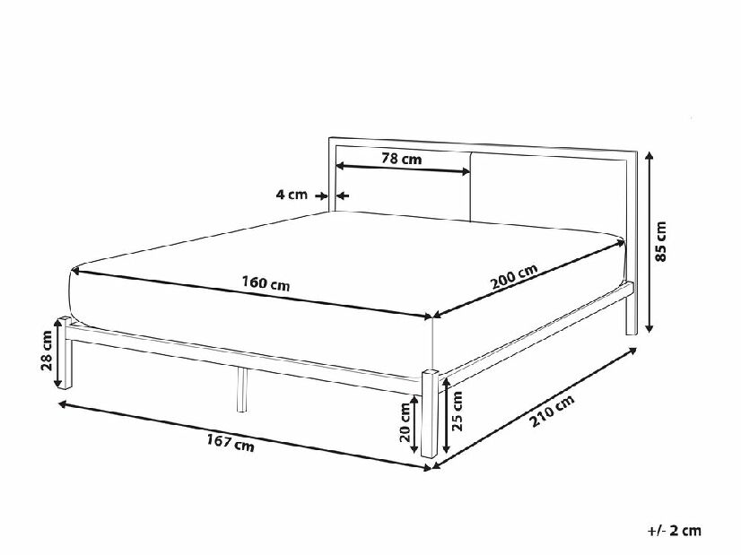 Bračni krevet 160 cm CAMAR (s podnicom) (crna)