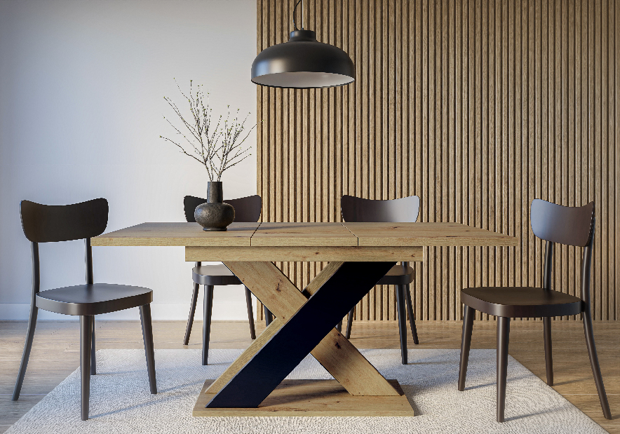 Blagovaonski stol Xalin (artisan + crna) (za 4 do 6 osoba)