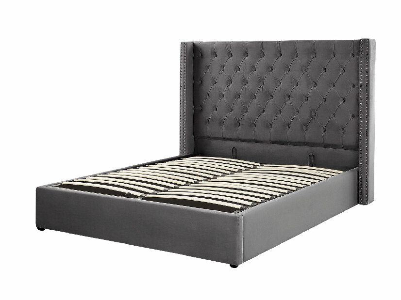 Bračni krevet 160 cm LUBECK (poliester) (sivi) (s podnicom)