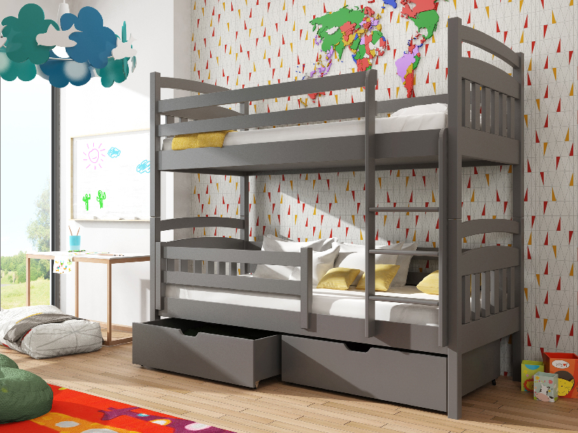 Dječji krevet 80 x 180 cm Galvin (s podnicom i prostorom za odlaganje) (grafit)