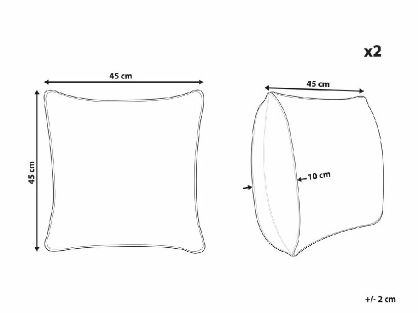 Set 2 ukrasna jastuka 45 x 45 cm Valso (siva)