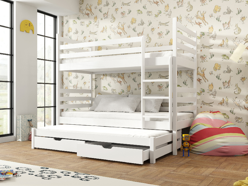 Dječji krevet 90 x 200 cm TORI (s podnicom i prostorom za odlaganje) (bijela)