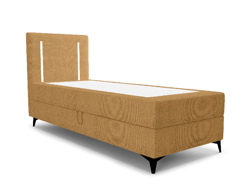 Jednostruki krevet 90 cm Ortega Bonell (boja senfa) (s podnicom, s prostorom za odlaganje) (s LED rasvjetom)