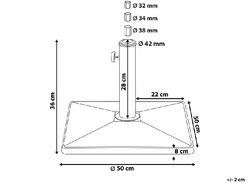 Stalak za suncobran 50 cm ELFIR (beton) (kvadrat) (crna)