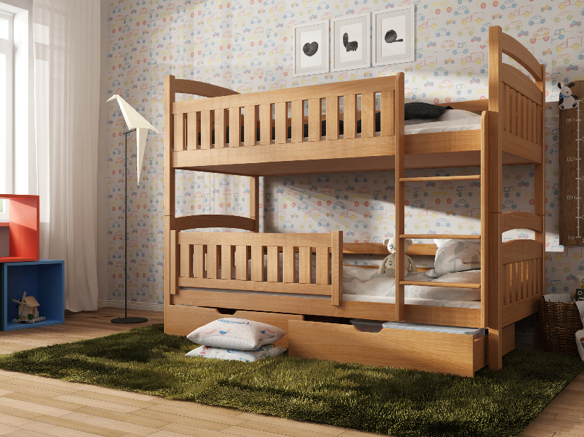Dječji krevet 90 x 200 cm Irwin (s podnicom i prostorom za odlaganje) (bukva)