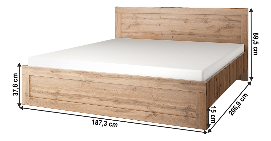 Bračni krevet 180 cm Mateo 180 (hrast wotan)