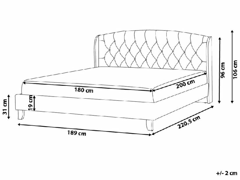 Bračni krevet 180 cm BORD (s podnicom) (siva)