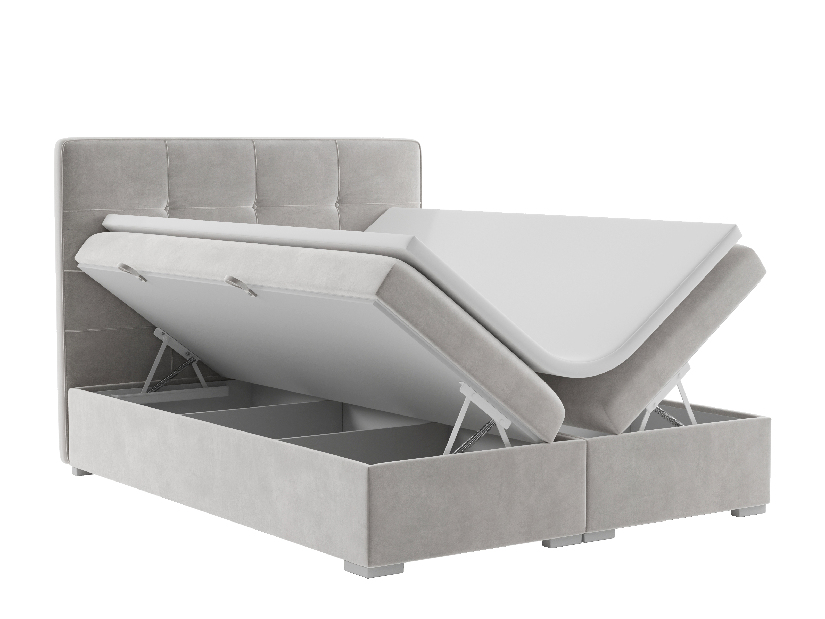 Bračni krevet Boxspring 180 cm Loty (svijetlo siva) (s prostorom za odlaganje)