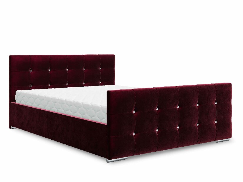Bračni krevet 180 cm Darrin (bordo) (s podnicom i prostorom za odlaganje)
