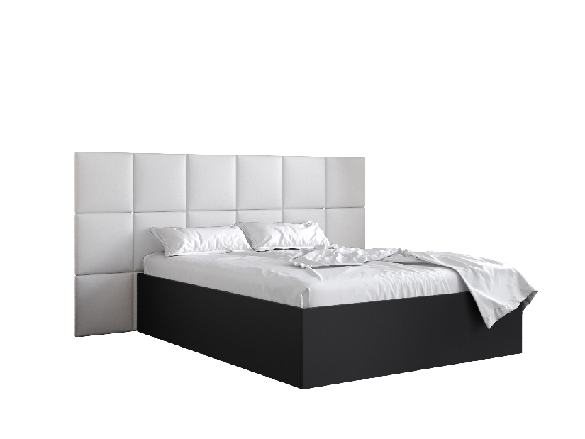 Bračni krevet s tapeciranim uzglavljem 160 cm Brittany 4 (crna mat + bijela) (s podnicom)