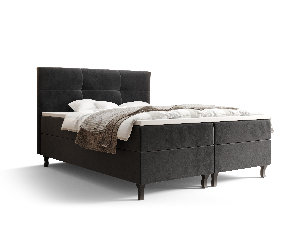 Bračni krevet Boxspring 180 cm Lumba (crna) (s madracem i prostorom za odlaganje)