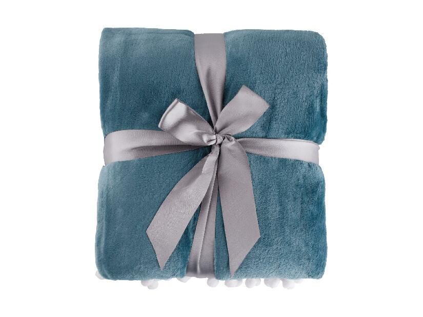 Plišana deka s pomponima 130x150 cm Akro (plava)