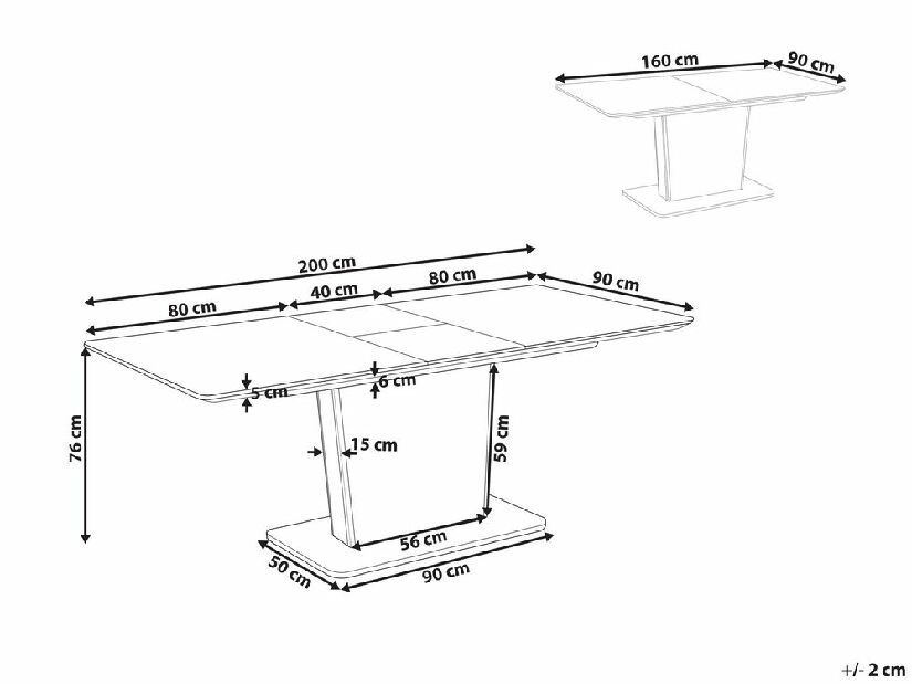 Blagovaonski stol Sharyse (bijela) (za 8 i više osoba)