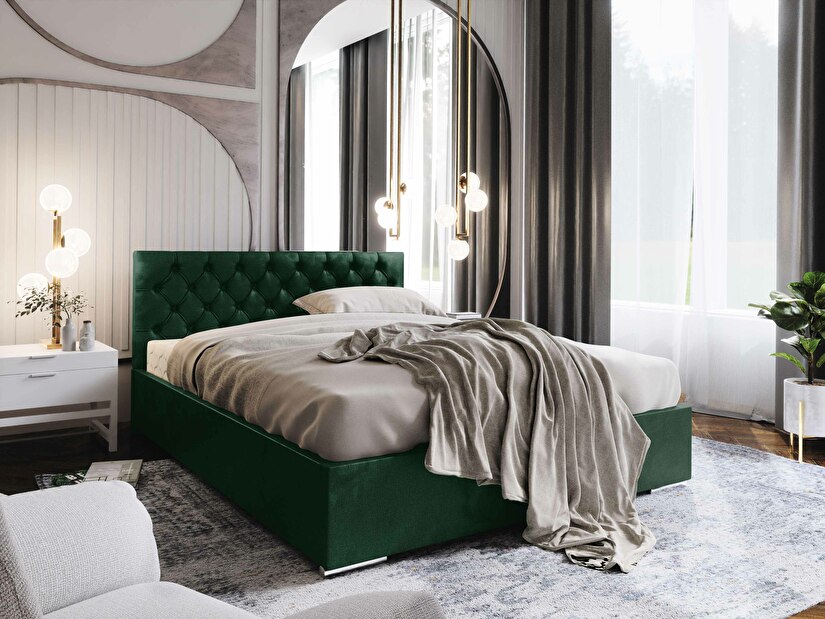 Bračni krevet 160 cm Danita (tamnozelena) (s podnicom i prostorom za odlaganje)