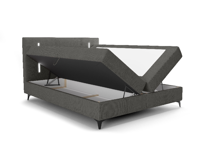 Bračni krevet 140 cm Ortega Bonell (tamnosiva) (s podnicom, s prostorom za odlaganje) (s LED rasvjetom)