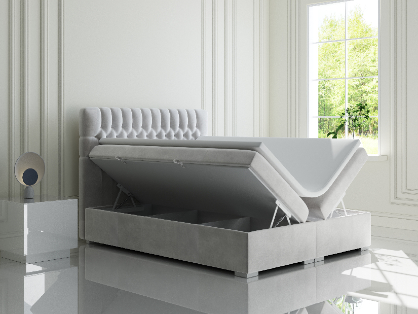 Bračni krevet Boxspring 140 cm Daliny (svijetlo siva) (s prostorom za odlaganje)