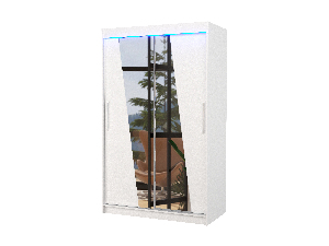Ormar za garderobu Tolex (bijela) (s LED rasvjetom) (s ogledalom)