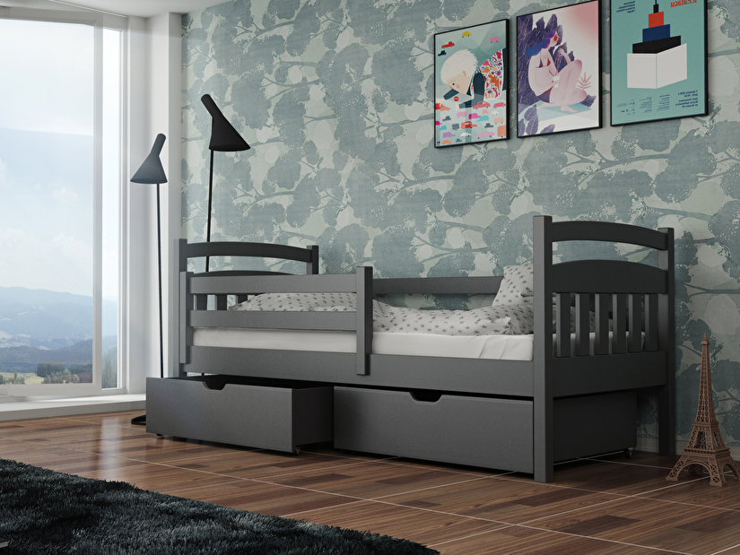 Dječji krevet 90 x 200 cm Susy (s podnicom i prostorom za odlaganje) (grafit)