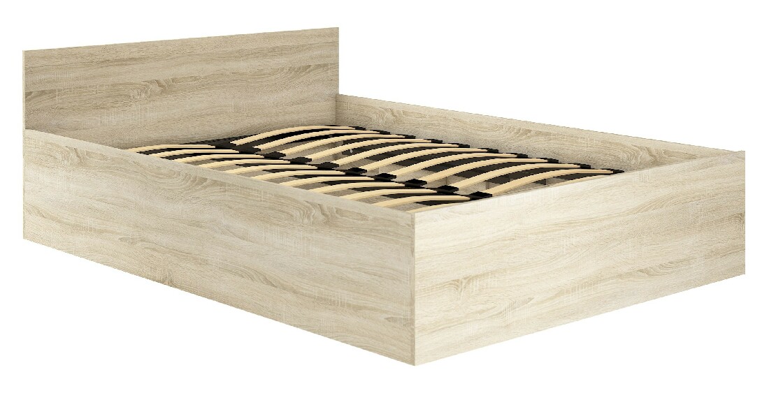 Bračni krevet Cosimo (hrast sonoma) (s podnicom i prostorom za odlaganje)