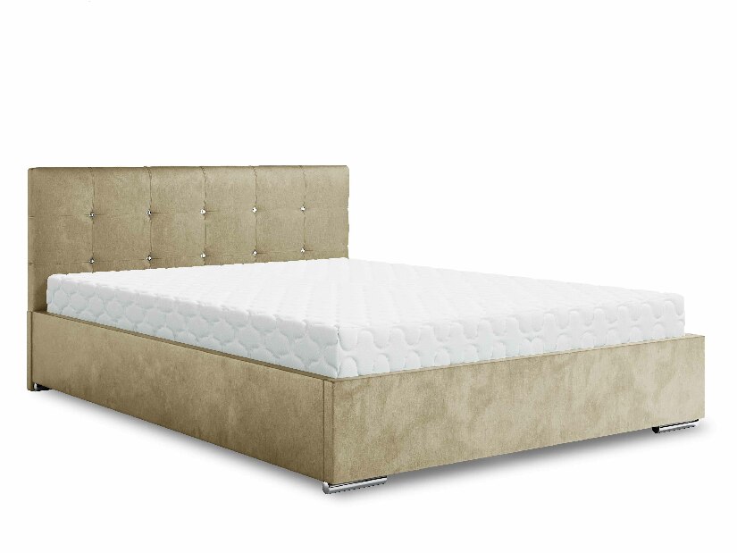 Bračni krevet 140 cm Lonnie (bež) (s podnicom i prostorom za odlaganje)