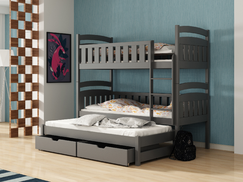 Dječji krevet 80 x 180 cm OLLIE (s podnicom i prostorom za odlaganje) (grafit)