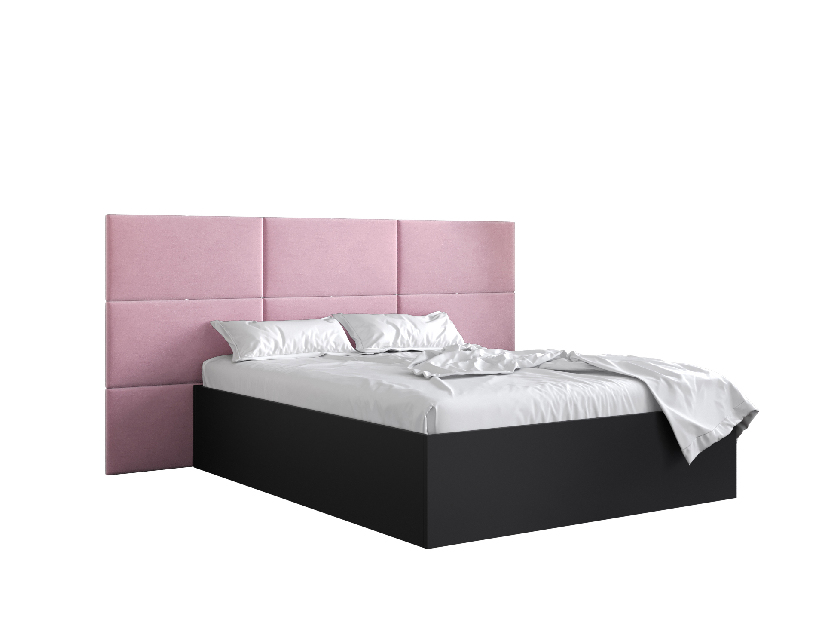 Bračni krevet s tapeciranim uzglavljem 160 cm Brittany 2 (crna mat + ružičasta) (s podnicom)
