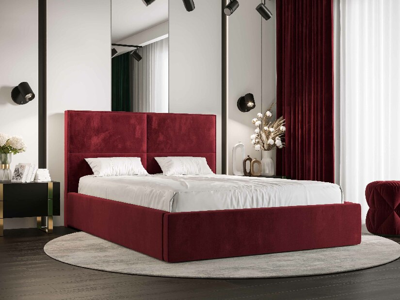 Bračni krevet 160 cm Alfonso (bordo) (s podnicom i prostorom za odlaganje)