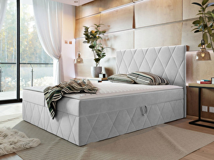 Bračni krevet 180 cm Tibor (siva) (s podnicom, madracem i prostorom za odlaganje)