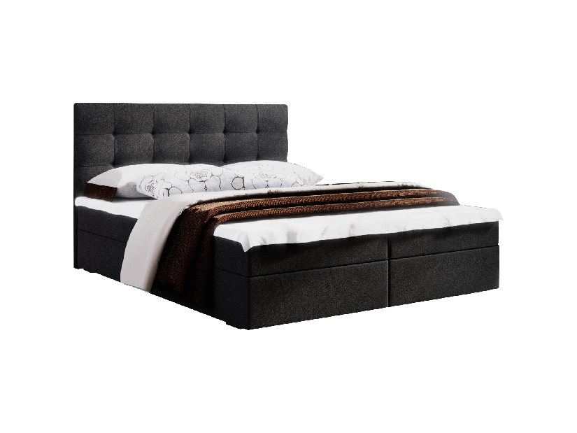 Bračni krevet Boxspring 180 cm Fade 2 (crna) (s madracem i prostorom za odlaganje)