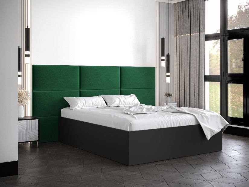 Bračni krevet s tapeciranim uzglavljem 160 cm Brittany 2 (crna mat + zelena) (s podnicom)