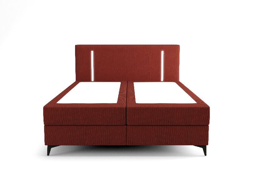 Bračni krevet 140 cm Ortega Comfort (crvena) (s podnicom i madracem, s prostorom za odlaganje) (s LED rasvjetom)