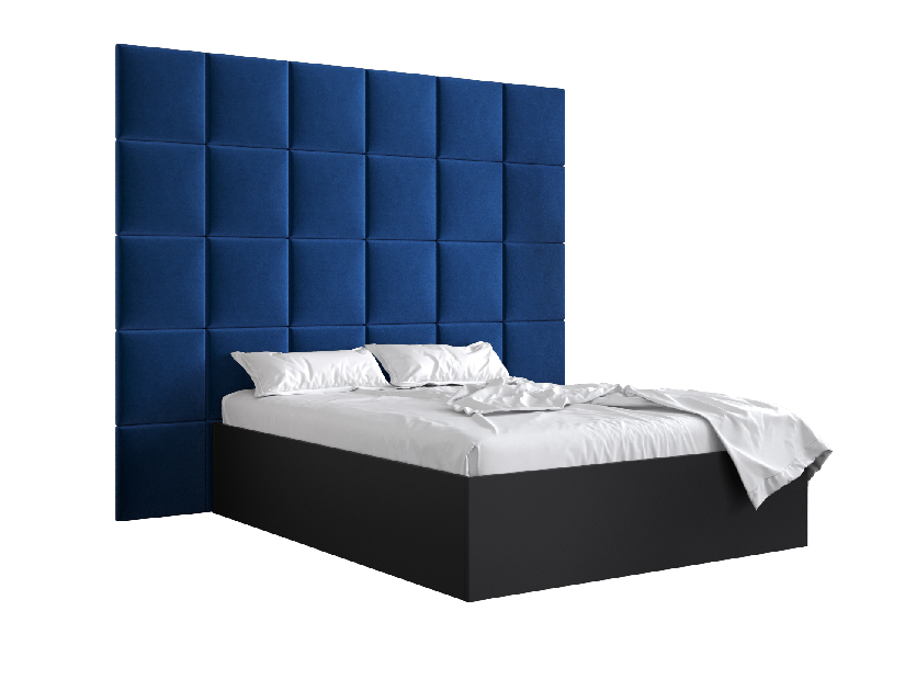 Bračni krevet s tapeciranim uzglavljem 160 cm Brittany 3 (crna mat + plava) (s podnicom)
