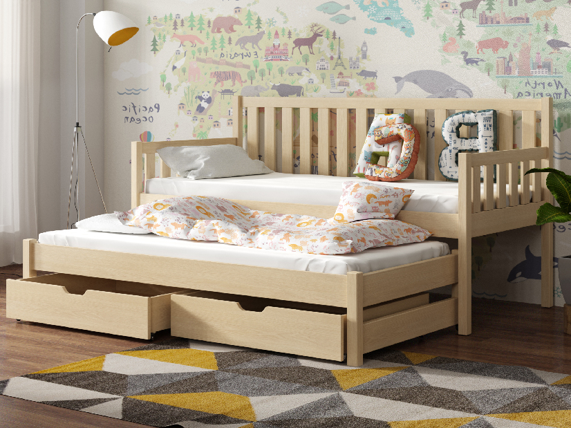 Dječji krevet 90 x 190 cm SUZI (s podnicom i prostorom za odlaganje) (borovina)