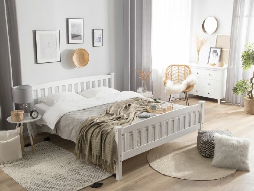 Bračni krevet 160 cm GERNE (s podnicom) (bijela)