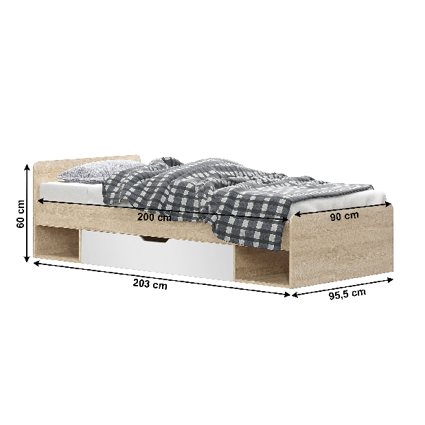 Jednostruki krevet 90 cm Thornham 1S/90 (s prostorom za odlaganje) (bijela) 