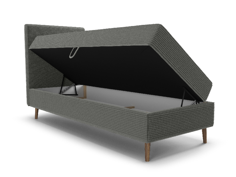 Jednostruki krevet 90 cm Napoli Bonell (tamnozelena) (s podnicom, s prostorom za odlaganje)