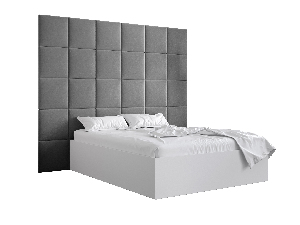 Bračni krevet s tapeciranim uzglavljem 160 cm Brittany 3 (bijela mat + siva) (s podnicom)